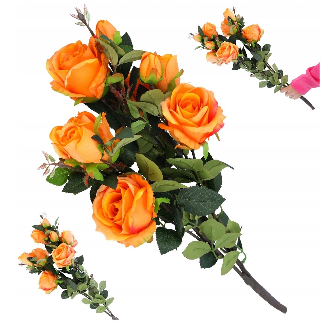 SZTUCZNE KWIATY jak żywe na cmentarz RÓŻE do wazonu gałązka dekoracje