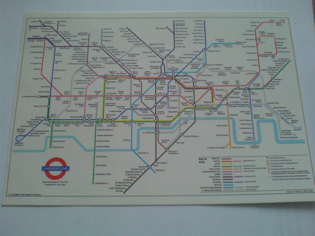 Plan metra w Londynie - pocztówka