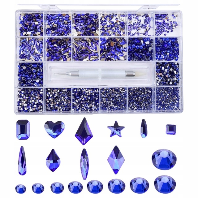 Wholesale Blue Nail Art Diamond Fancy Nail