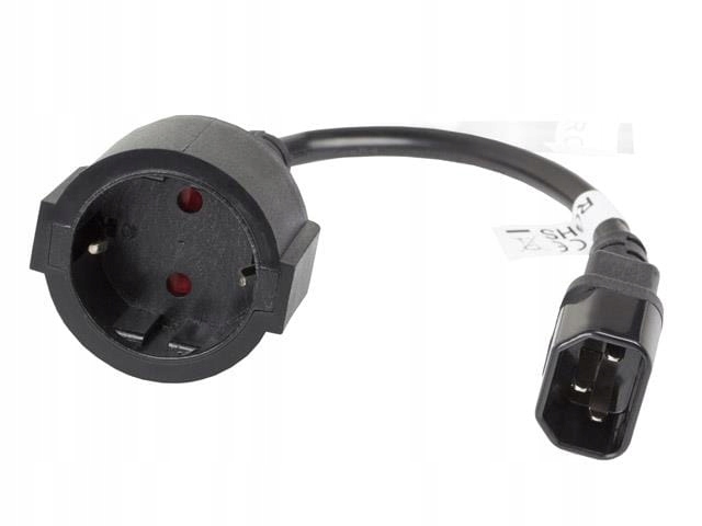 Przedłużacz kabla zasilającego Lanberg IEC 320 C14 -> Schuko (F) 0,2m czarn