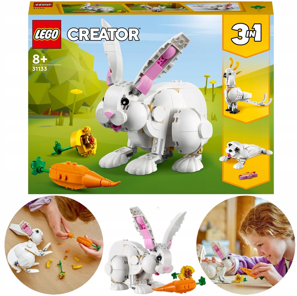 LEGO CREATOR BIAŁY KRÓLIK 31133 FOKA PAPUPGA KLOCKI ZESTAW DLA DZIECI NOWY