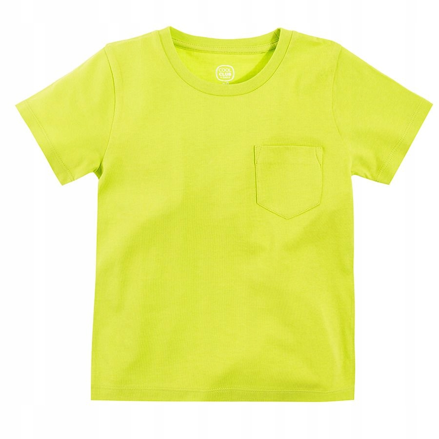 Cool Club T-shirt chłopięcy limonkowy kieszonka 98