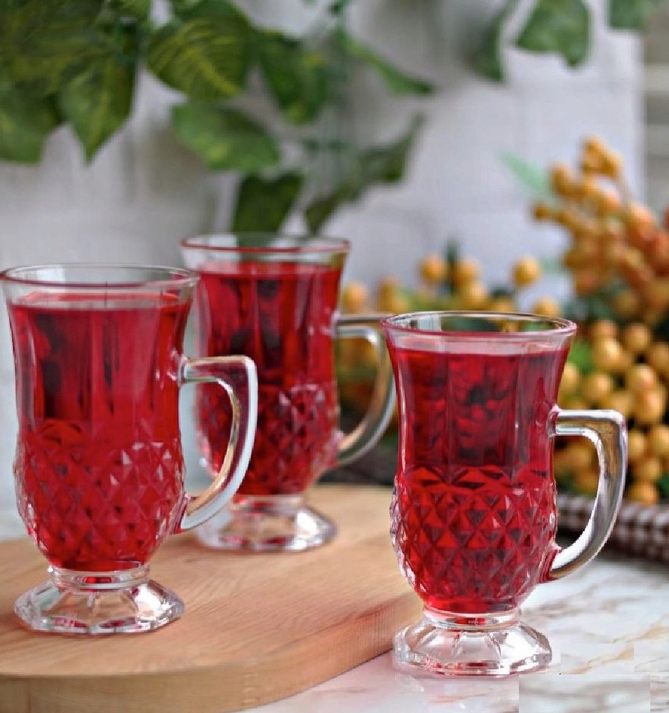 Szklanki wzór kryształ Istanbul z uchem 6szt