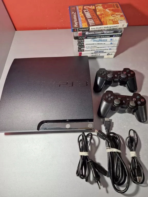 KONSOLA PS3 CECH-2504B+OKABLOWANIE + GRY+ 2 PADY