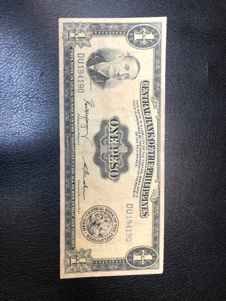 Banknot Filipiny 1 Peso 1949