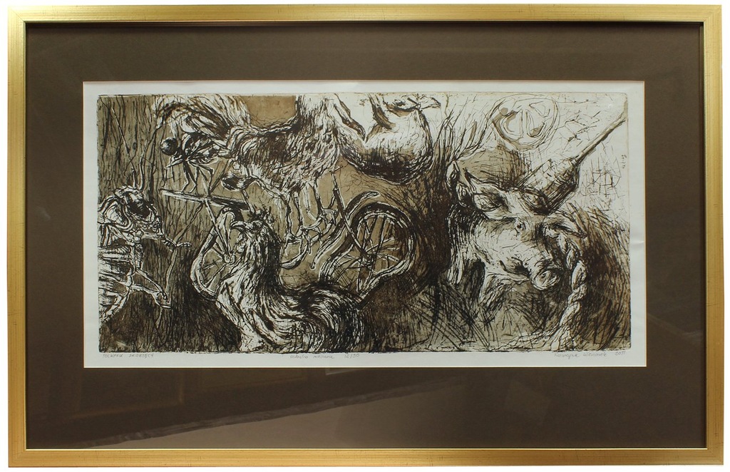 Grafika K. Wieczorek, Folwark zwierzęcy, 79x53 cm.