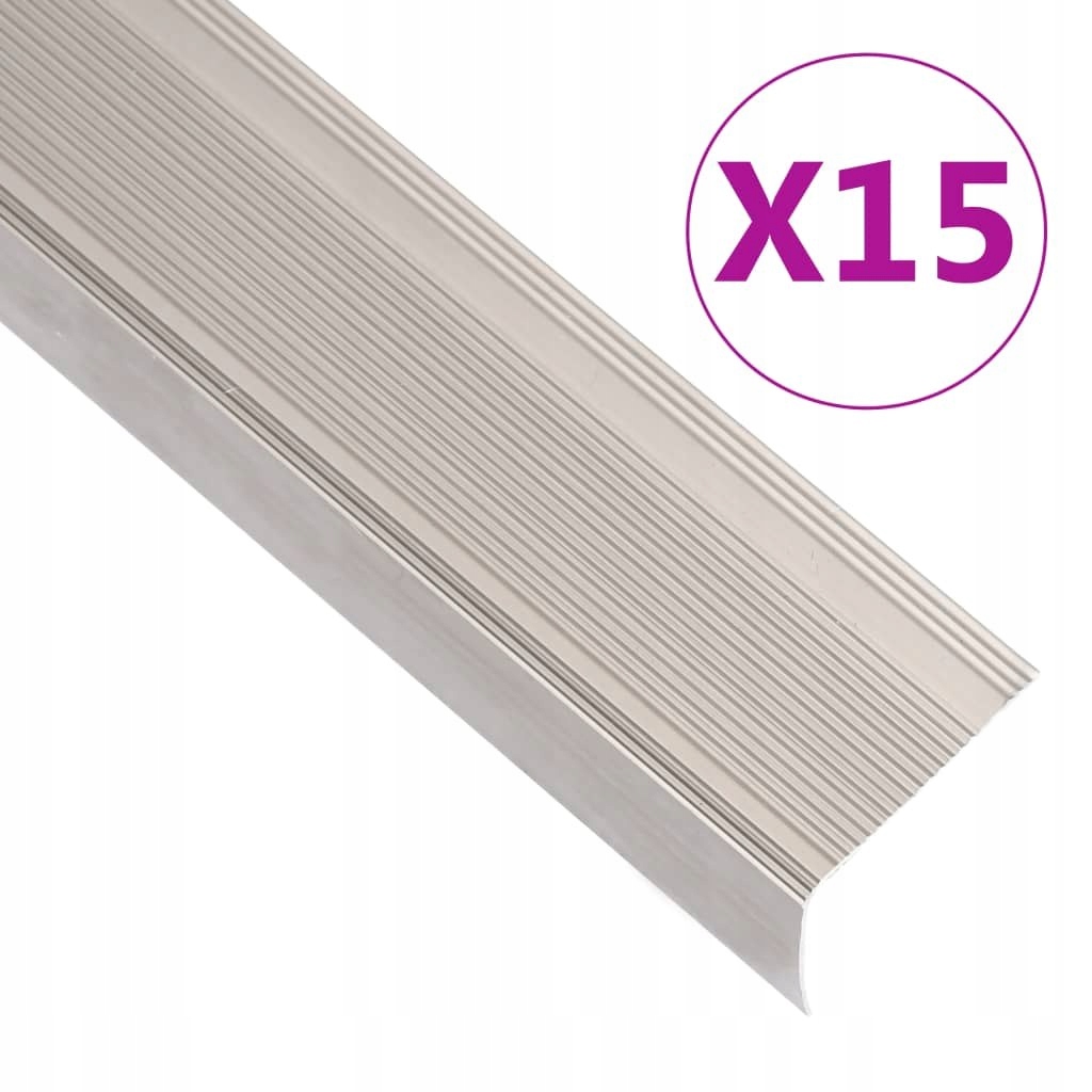 PROFIL SCHODOWY LISTWA SCHODOWA KSZTAŁT L 15 SZT ALUMINIUM 134CM SZAMPAN