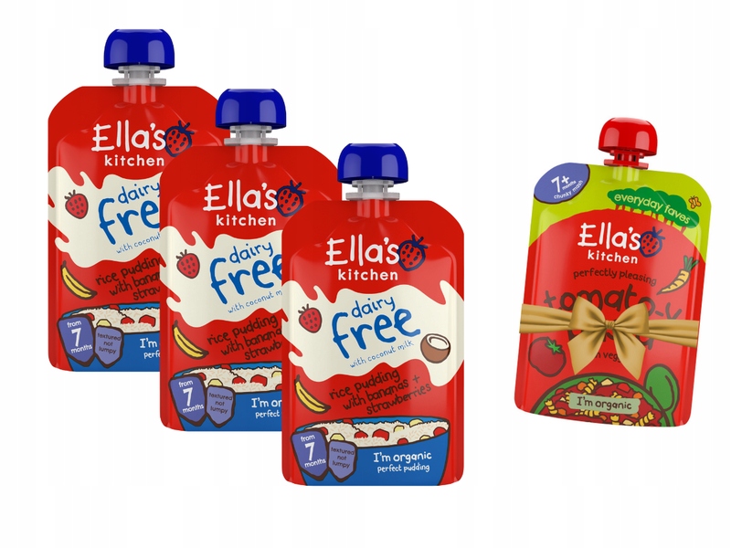 Ella's Kitchen BIO Bezmleczny pudding ryżowy ZESTAW 3 x 80 g MUS GRATIS!