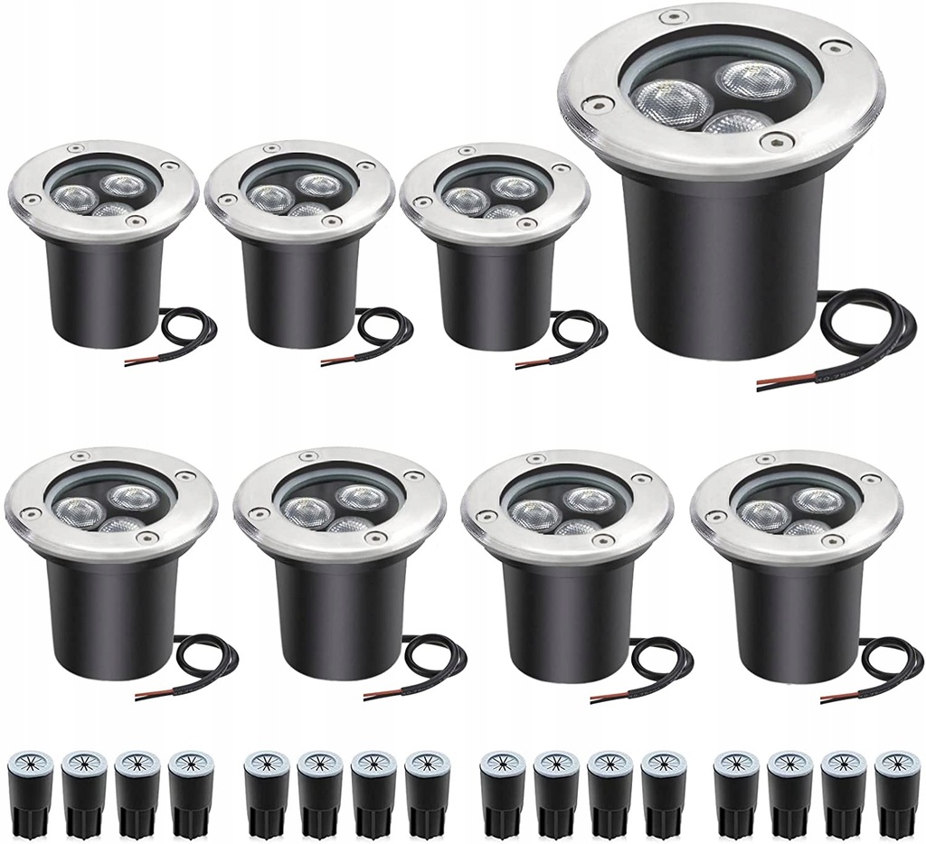 PODZIEMNE OŚWIETLENIE LED 3W IP67 240LM 8 SZTUK
