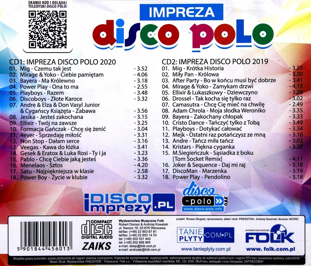 Купить DISCO POLO PARTY 2020 2CD MIG PLAYBOYS ANDRE: отзывы, фото, характеристики в интерне-магазине Aredi.ru