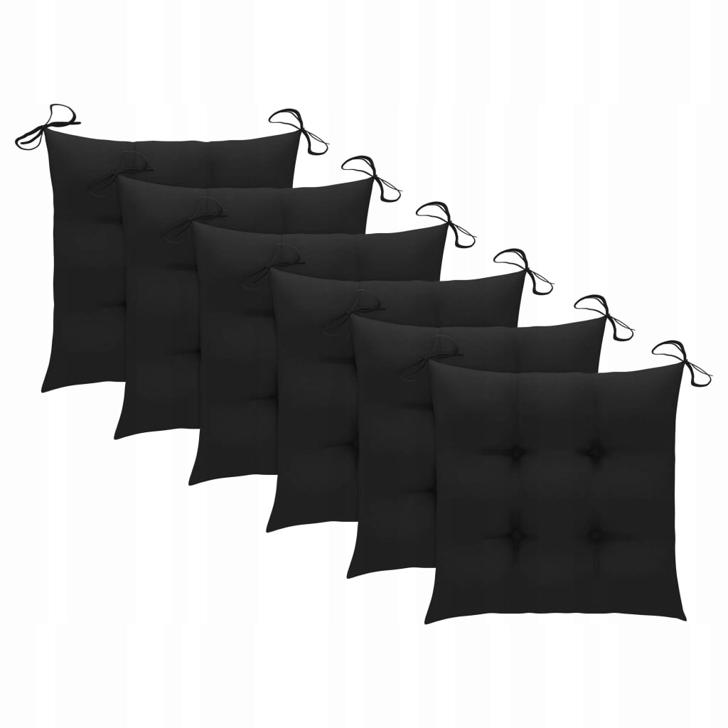 Poduszki na krzesła, 6 szt., czarne, 40x40x7 cm, t