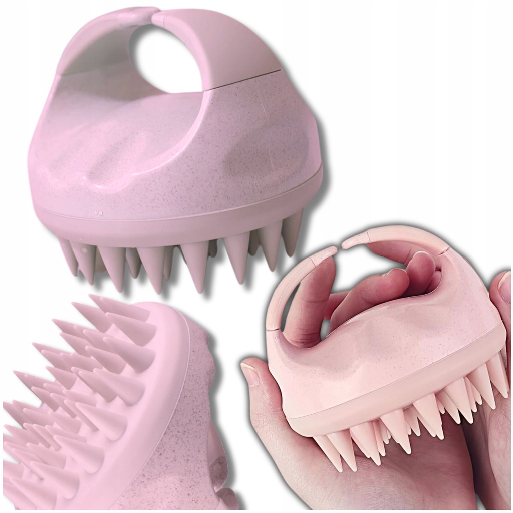 Szczotka różowa do czyszczenia skóry głowy do masażu mycia silikonowa masaż