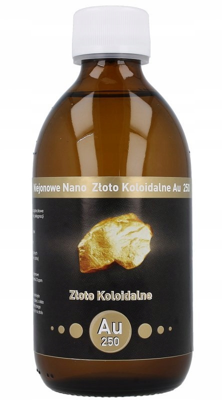 NIEJONOWE ZŁOTO KOLOIDALNE NANO AU250 25ppm SZKŁO