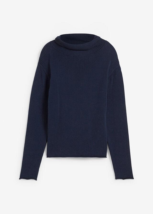 SWETER DZIEWCZĘCY Z GOLFEM GRANATOWY 1D2B09 Bonprix 152