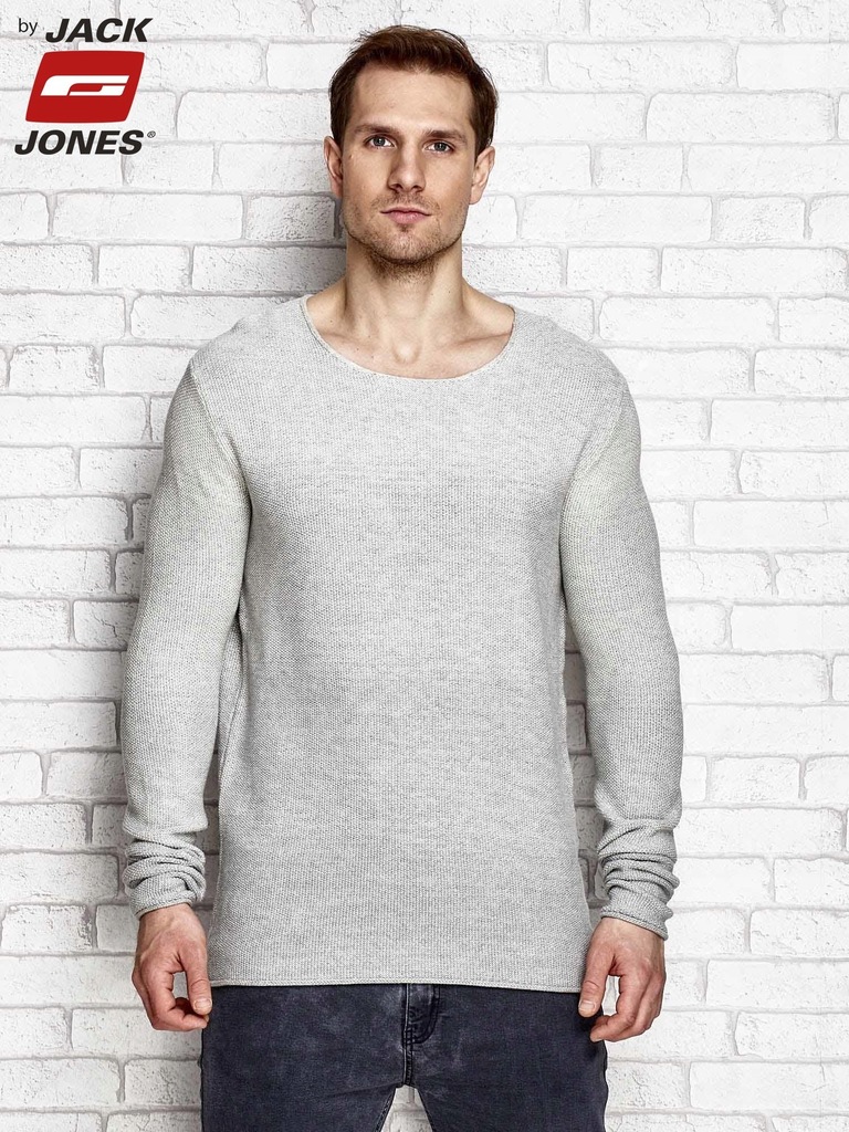 Szary sweter męski w strukturalny wzór XL