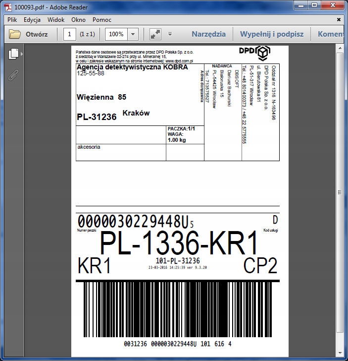 Купить Курьерские письма DPD от Subiekt GT БЕЗ ПОДПИСКИ отзывы, фото и