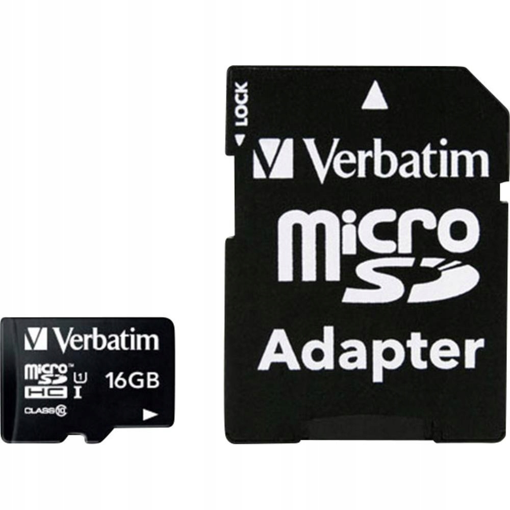 VERBATIM Micro SDHC 16GB Class10 UHS-I + Adapter