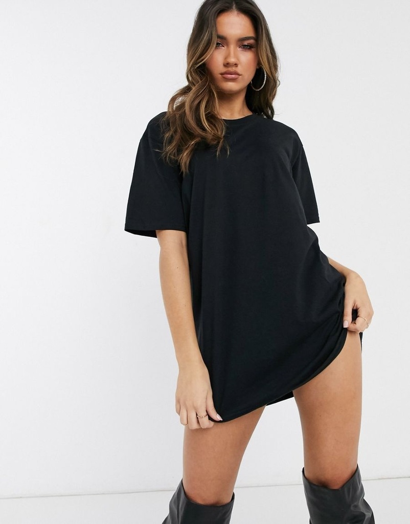 MISSGUIDED OVERSIZE T SHIRT CZARNY NADRUK M 2ATE