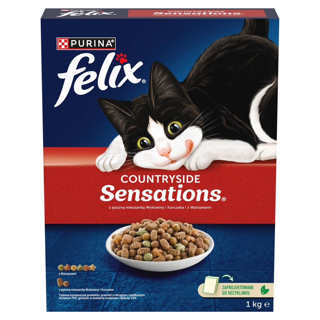 Felix Sensations dla kotów wołowina i kurczak warzywami 1 kg