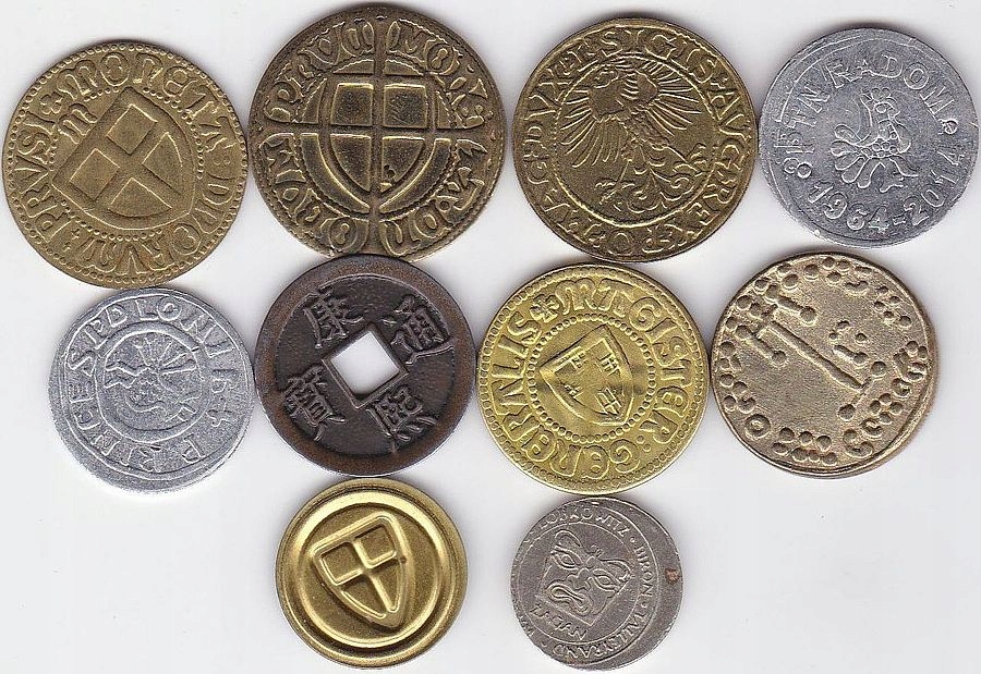 Zestaw monet i żetonów 10 sztuk (5)