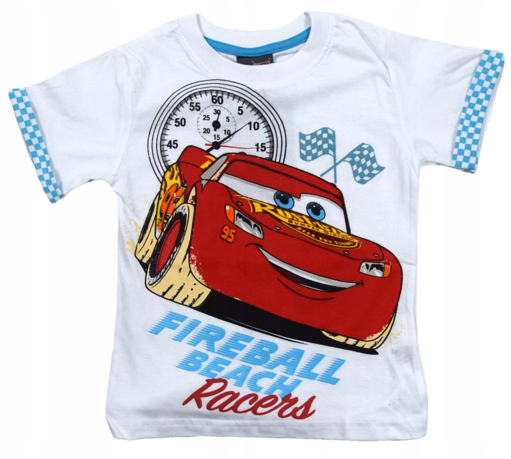 T-SHIRT KOSZULKA AUTA CARS DISNEY BIAŁA 98