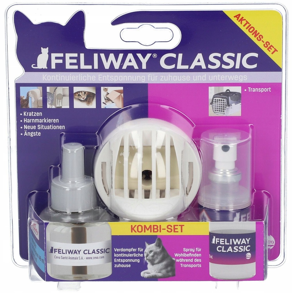 Feliway Classic wkład 48ml z dyfuzorem + spray 20ml Feromony dla kota
