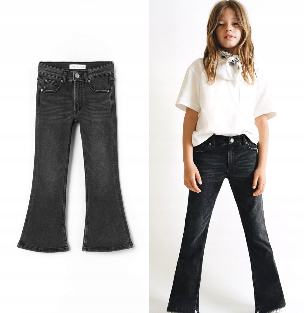Moda Ubrania damskie Spodnie jeansowe Jeansy dzwony Zara zestaw spodni dzwony rozm 38 eko skóra jeansy 3 pary 