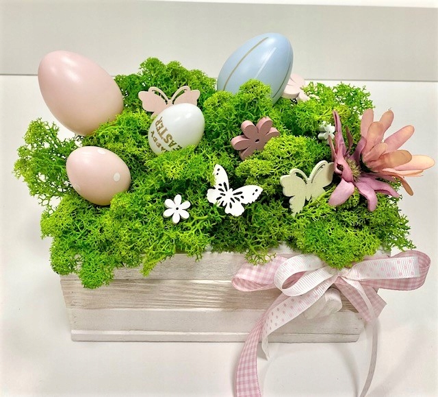 Dekoracja stroik wielkanoc mech chrobotek prezent