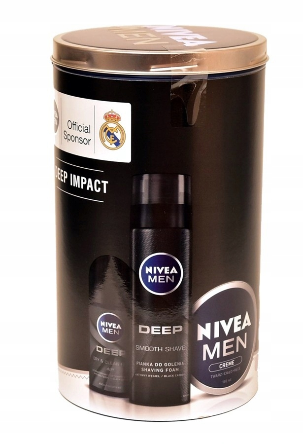 NIVEA MEN DEEP PIANKA +DEO+KREM zestaw w puszce
