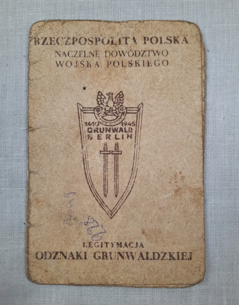 Legitymacja odznaka grunwaldzka Pszczyna 1946 RKU