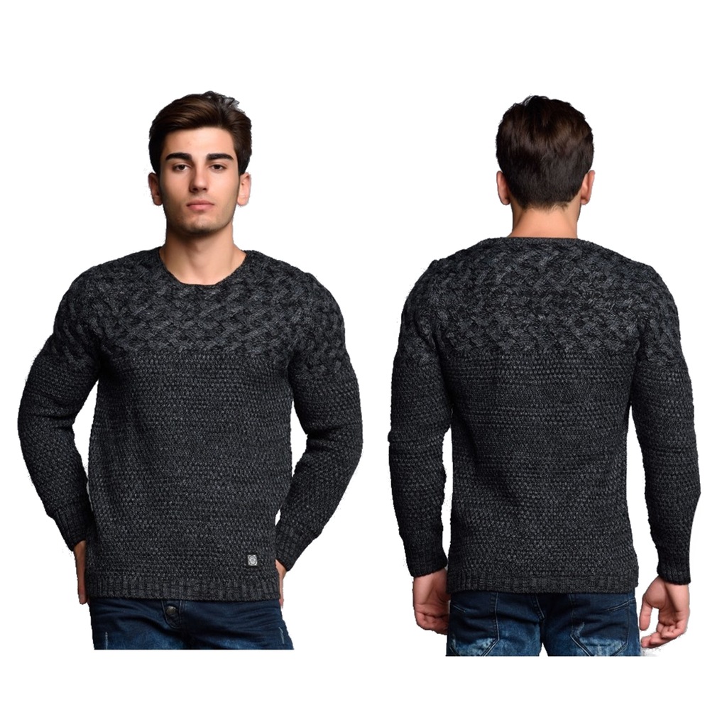 Świetny sweter męski CIPO BAXX CP113 S ANTHRACITE