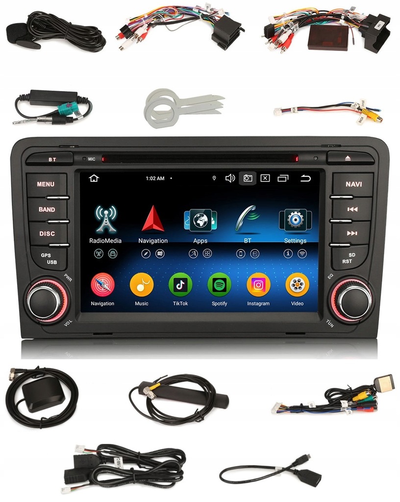 RADIO 2DIN NAWIGACJA ANDROID AUDI A3 8P 4/64 GB DSP CARPLAY LTE 8-CORE DVD