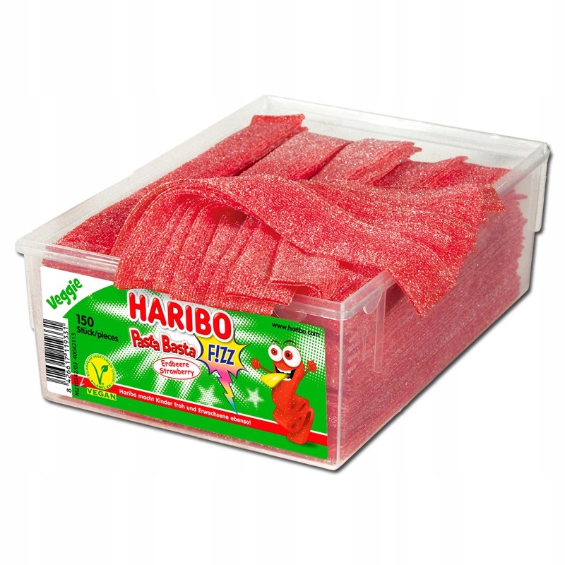 Żelki paski truskawkowe z Niemiec Pasta Basta Strawberry Haribo 150 szt.