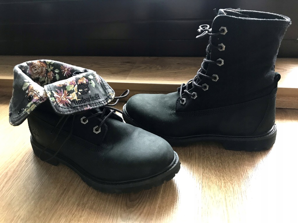 Timberland damskie trapery czarne motyw kwiatowe