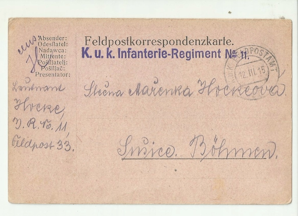 296/ Feldpost 1915