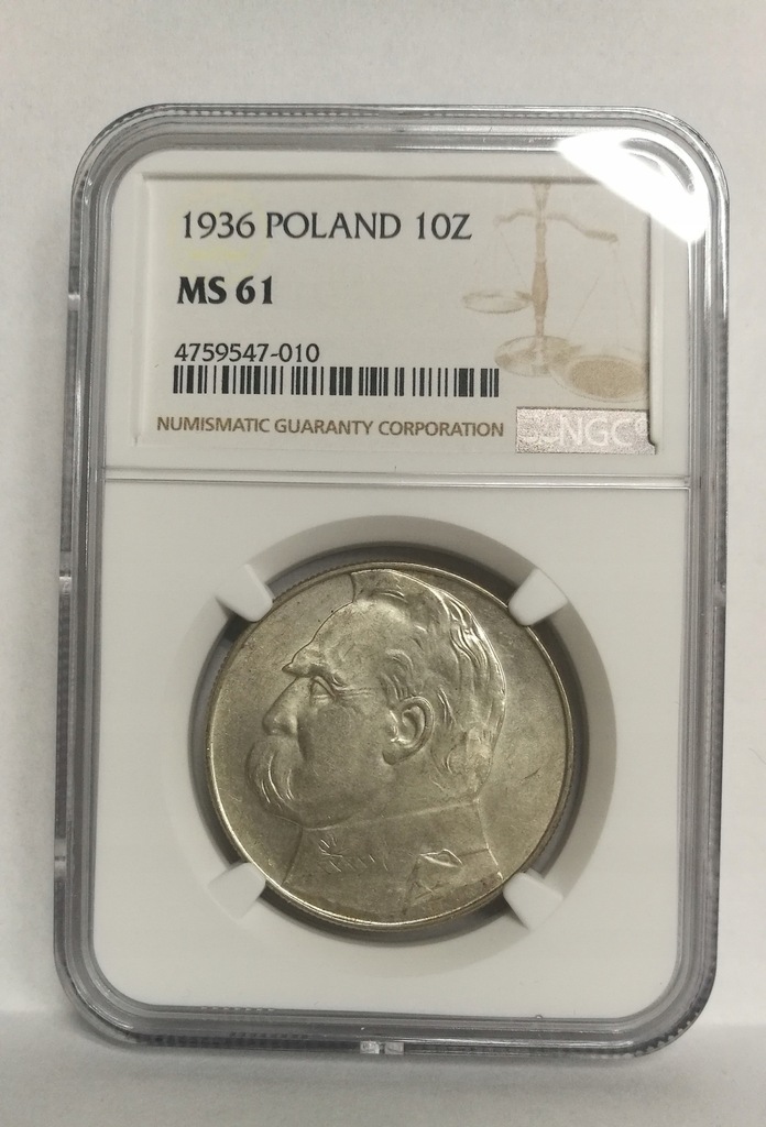 10 zł Józef Piłsudski 1936 rok NGC MS61 Polecam