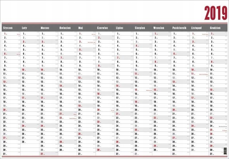 KALENDARZ 2019 BIURKOWY PLANER B1