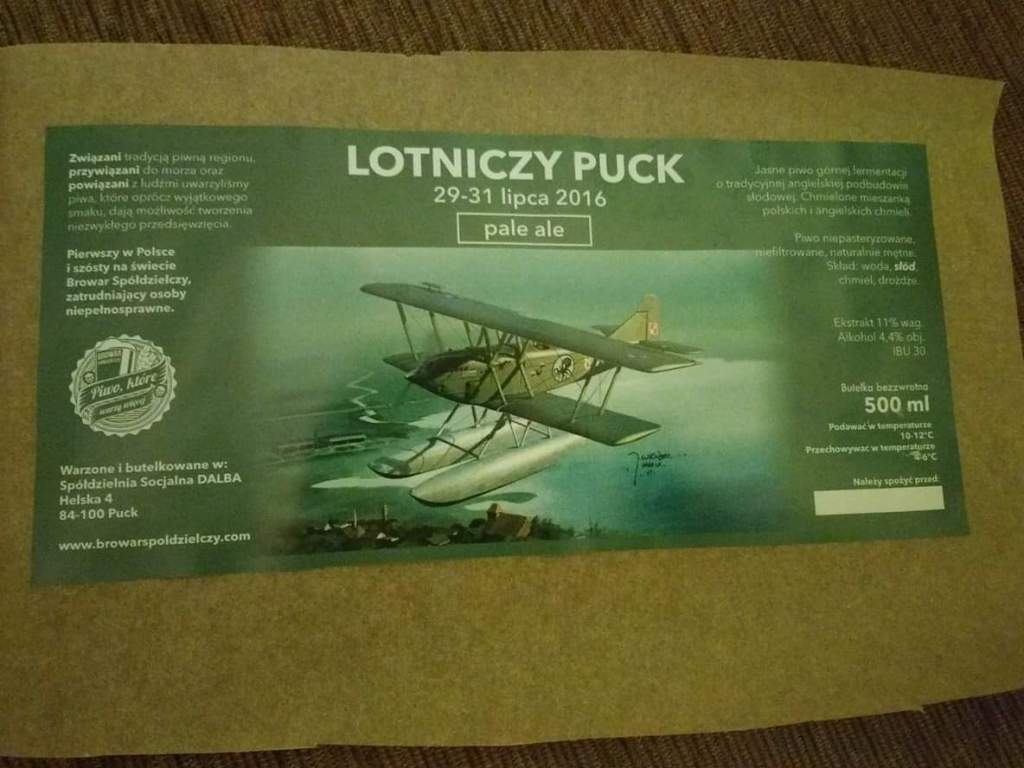 Lotniczy Puck 2016 browar spółdzielczy etykieta