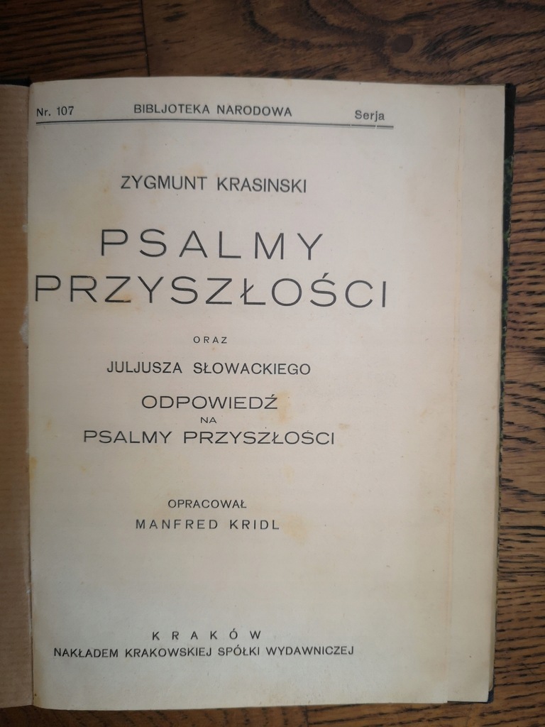 Krasiński PSALMY PRZYSZŁOŚCI Słowacki ODPOWIEDŹ