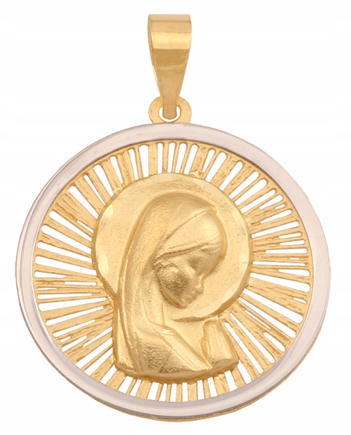 ZŁOTY Medalik Matka Boska 585 1.28 g Chrzest