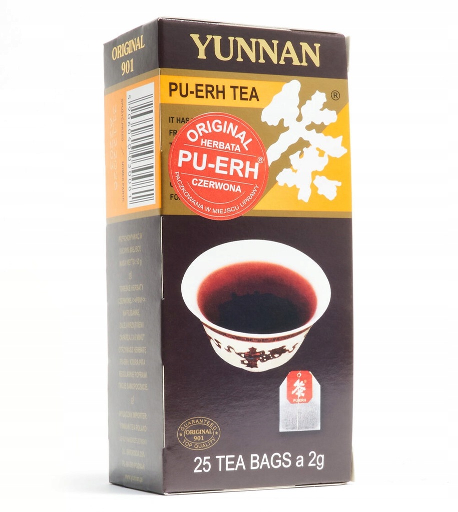 YUNNAN Herbata Czerwona PU-ERH P901 Expresowa 25 TOREBEK