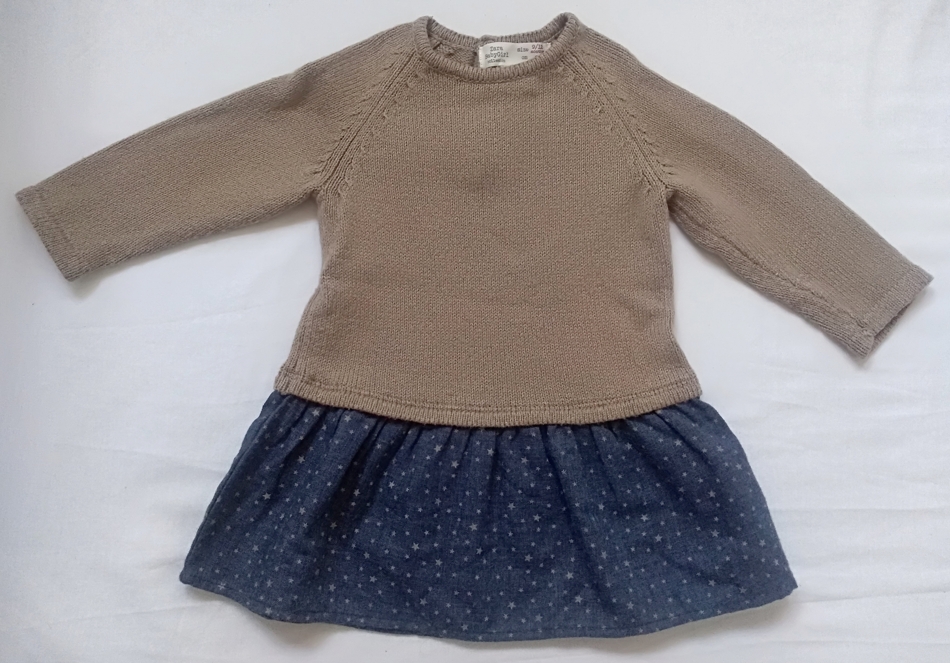 Sukienka tunika z łączonych materiałów Zara r. 80