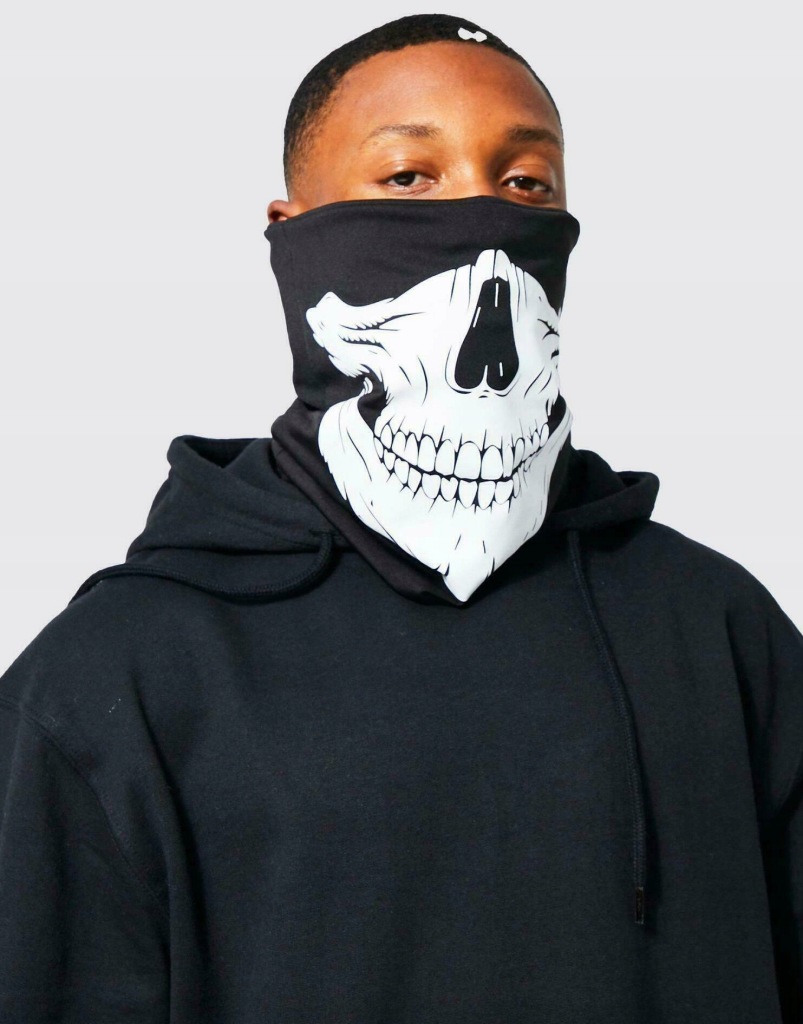 3E6B37 P28 BOOHOOMAN CZARNY KOMIN PRINT Z CZASZKĄ