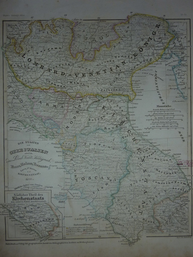Lombardia,Wenecia Parma Modena Toscania 1850 rok