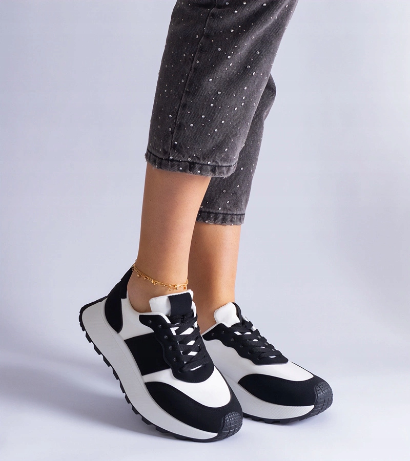 Sportowe buty damskie czarne sneakersy trampki 31051 rozmiar 37