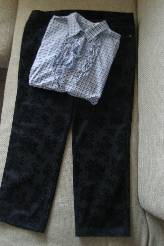 Zestaw: Czarne spodnie+bluzka rozm. 48