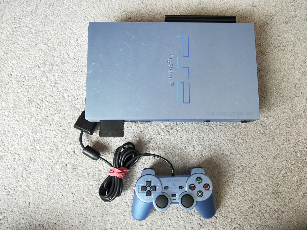 SONY PLAYSTATION 2 AQUA BLUE KOMPLET FMCB HDD HDMI