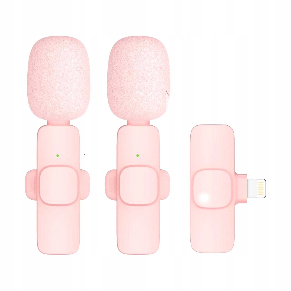 Mikrofon krawatowy bezprzewodowy do telefonu Lightning zestaw 2 szt futerko