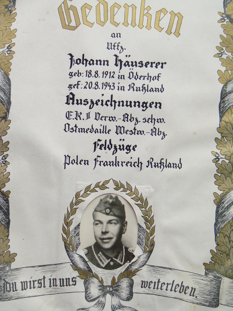 Oryginalny Niemiecki Dyplom Pośmiertny - WK2