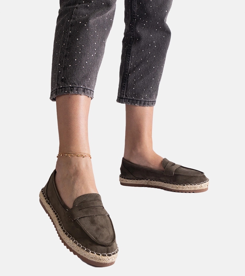 Espadryle damskie zielone z eko-skóry 31072 rozmiar 39